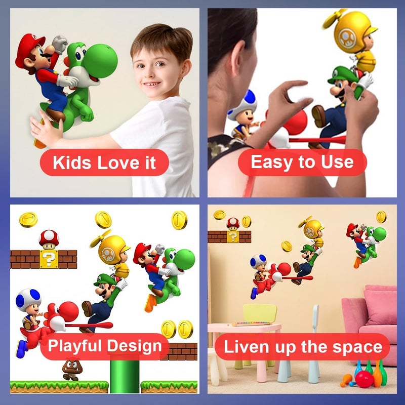 DEKOSH Mario Wall Decal Build a Scene Wall Stickers Peel & Stick Super Mario Party Decorations for Kids Room - Image 3